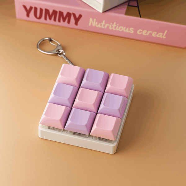 pink purple 9 key keyboard keychain