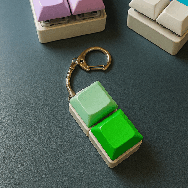 green 2 key mechanical keyboard keychain