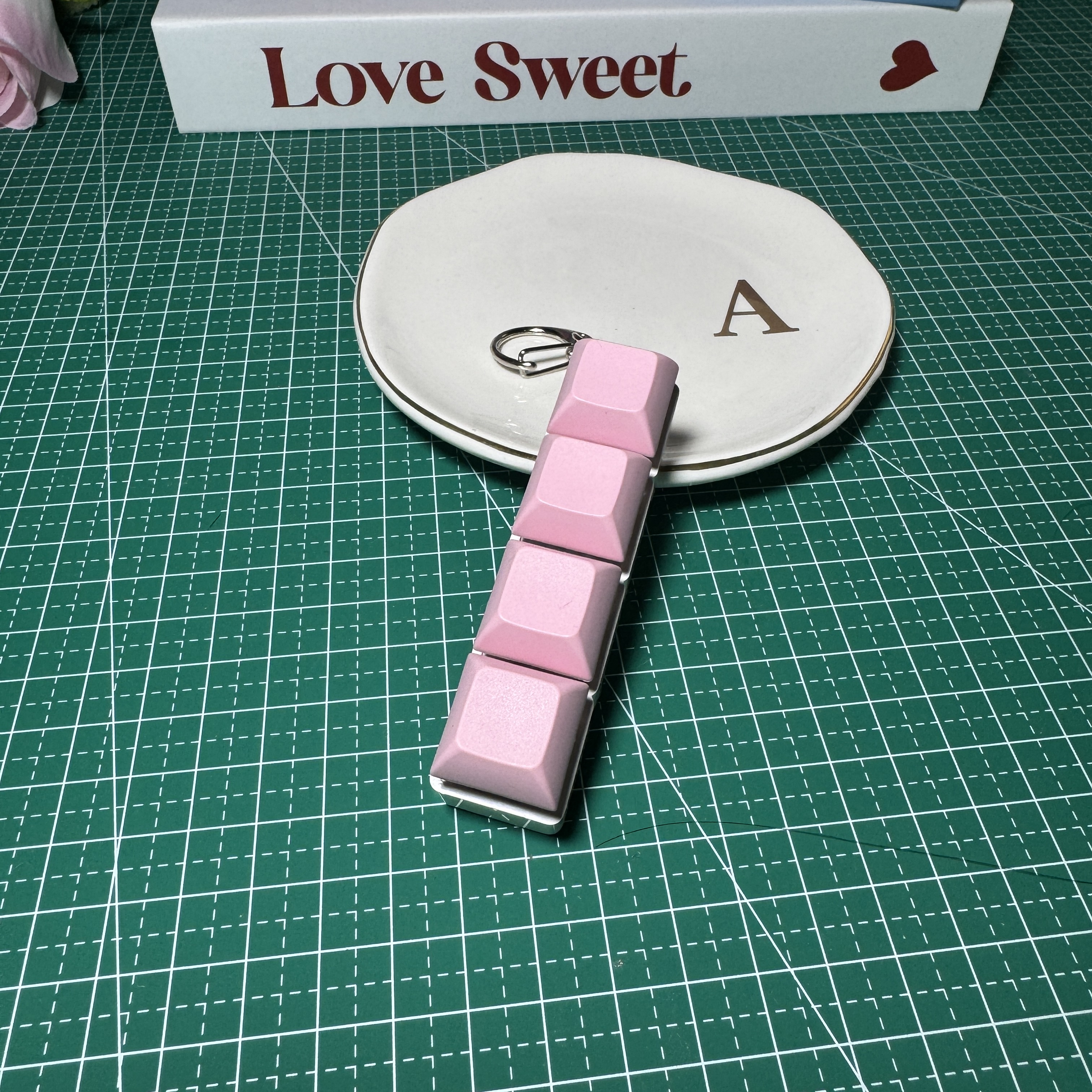 Pink 4 Key Mechanical Keyboard Keychain