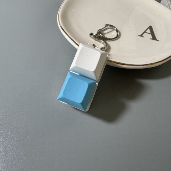 2 key mechanical keyboard keychain fidget toys blue white