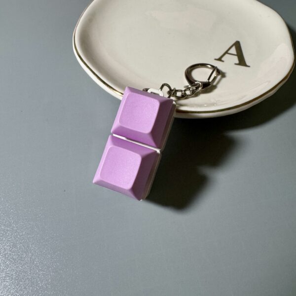 2 key mechanical keyboard keychain fidget toys purple