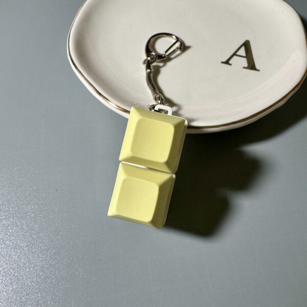 2 key mechanical keyboard keychain fidget toys yellow